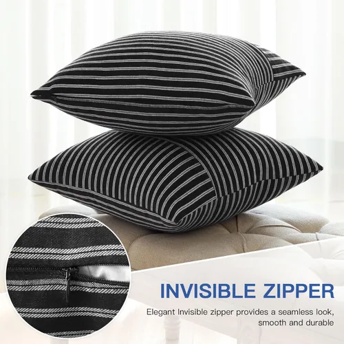Miniatura 7 de OTOSTAR Paquete de 2 fundas de almohada a rayas con retazos de estilo campestre, fundas de cojín modernas para decoración del hogar, fundas