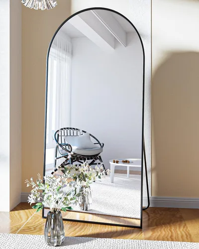 Miniatura 7 de BEAUTYPEAK Espejo de cuerpo completo con arco de 71 x 30 pulgadas, espejo de pared para colgar o inclinar con parte superior arqueada con soporte