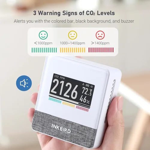 Miniatura 5 de INKBIRD Detector de CO2 portátil con Bluetooth, monitor inteligente de calidad del aire interior, puede detectar CO2, temperatura, humedad, etc.