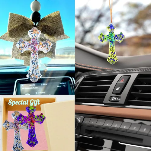 Miniatura 3 de Moldes cruzados de silicona para velas cruzadas, moldes de freshie de automóvil para cuentas aromáticas para freshies, moldes de resina epoxi