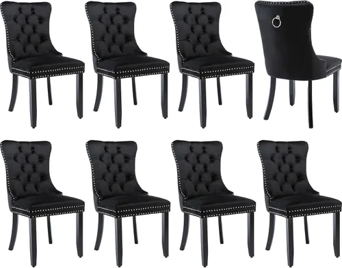 Miniatura 128 de Juego de 2 sillas de comedor modernas, sillas de comedor tapizadas acolchadas con patas de madera maciza, silla de cocina de tela de lino beige