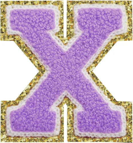 Miniatura 185 de Parches de letras termo-adhesivas de felpilla para chaquetas, parches de letras universitarias con brillantina para planchar en la letra azul A
