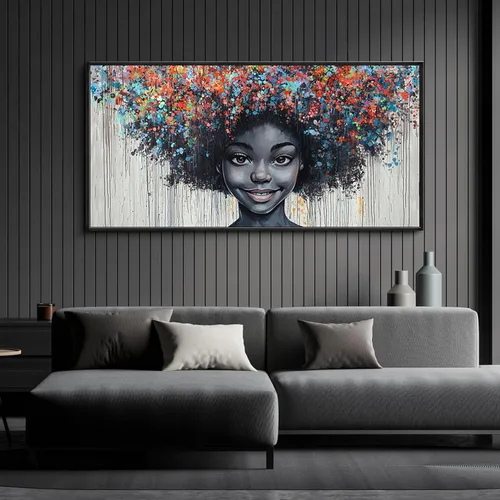 KLAKLA Arte de Pared de Mujer Negra Mujeres Afroamericanas Decoración de Pared Arte Abstracto Moderno Chica Negra Lienzo Póster Impresiones Cuadros