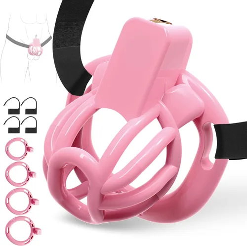 Cinturón de Castidad Masculino Jaula para Pene - UTIMI Dispositivos de Correa de Castidad de Plástico Ajustable para Hombre Sissy Jaula de Ejercicio