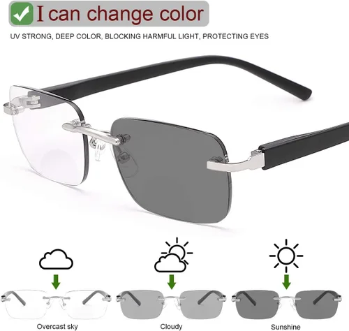 Miniatura 2 de YIMI Lentes de lectura bifocales fotocromáticos, bisagra de resorte, protección UV, lectores solares, antifatiga ocular, para hombres y mujeres