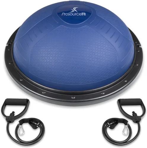 ProsourceFit Entrenador de equilibrio, ejercicio de estabilidad, media pelota con bandas de resistencia y bomba para yoga, aeróbicos, gimnasio en