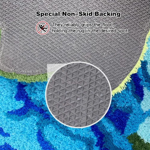 Miniatura 5 de ABREEZE Alfombra floral en forma de U para inodoro, alfombra de baño, antideslizante, tapete de ducha de baño, tapete de baño absorbente de felpa