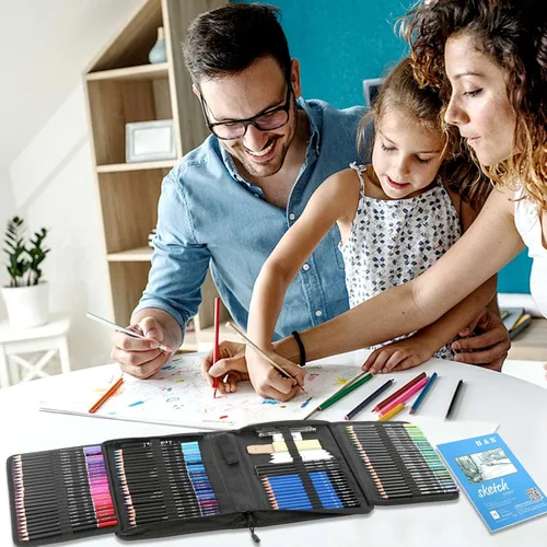Miniatura 8 de H & B H & B145 PCS Kit de dibujo y arte para niños y adultos, caja de regalo de boceto, colores de sombreado y tintado, incluye lápices de grafito