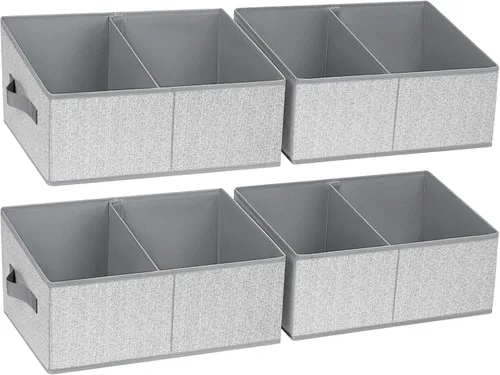 Miniatura 15 de DIMJ Contenedores de almacenamiento trapezoidales para ropa, 4 paquetes organizadores de armario y cestas de almacenamiento, cestas plegables