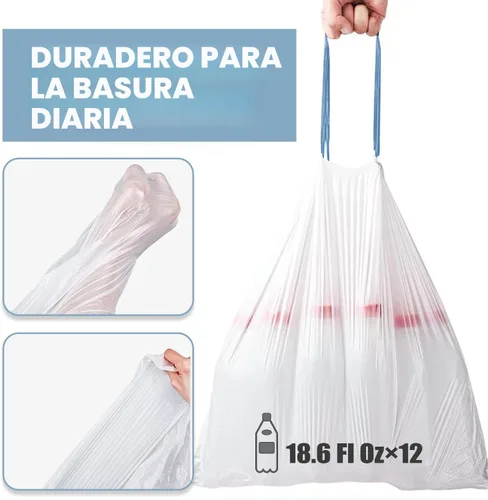 Miniatura 5 de Bolsas de basura pequeñas de 4 galones, bolsa de basura con cordón de 4 galones, bolsas de basura pequeñas de 4 galones sin desgarro, bolsas