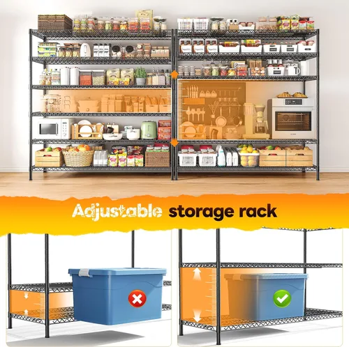 Miniatura 6 de REIBII Estantes de almacenamiento de 83 pulgadas de alto, unidad de estantería de metal de 3840 libras, estantería de alambre de 6 niveles