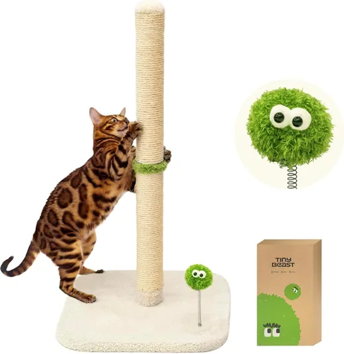 TINYBEAST Rascador para gatos de 34 pulgadas de alto, rascador para gatos con cuerda de sisal natural, árbol para gatos con bola de juguete