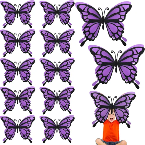 Miniatura 7 de Geyee 12 piezas de decoración de fiesta de mariposa grande 3D de 12 pulgadas, 10 pulgadas, centros de mesa de mariposa grandes para mesas, baby Oro