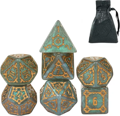 Miniatura 15 de Cusdie - Juego de 7 dados DND gigantes de 25 mm que brillan en la oscuridad, juego de dados poliédricos luminosos, dados D&D con bolsa de dados