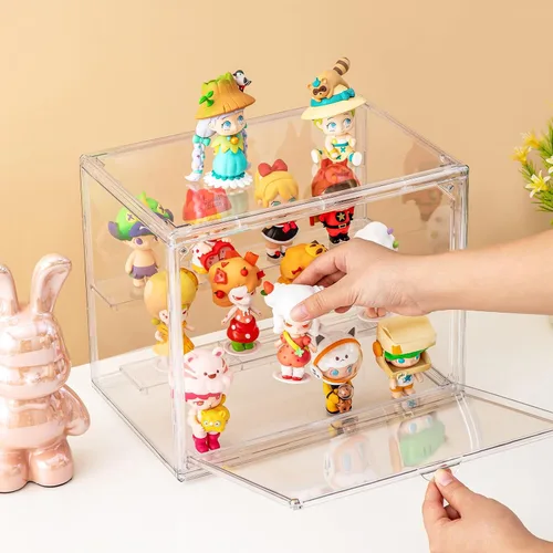 Miniatura 5 de Vitrinas de acrílico para coleccionables, cajas de estante transparentes de 3 niveles para figuras, vitrina para figuras de acción apilable y a