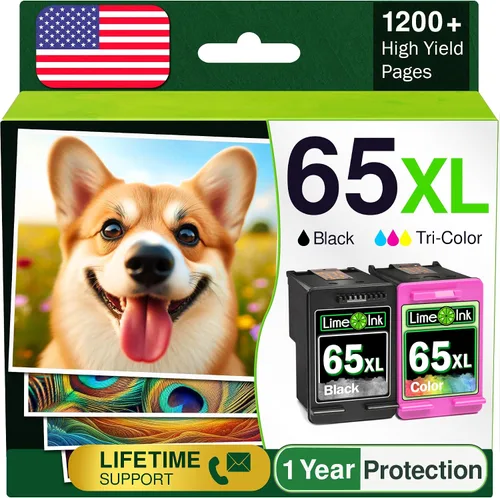 Limeink 65XL - Cartucho de tinta remanufacturado de color negro para HP Ink 65 HP65 XL HP65XL para Envy 5055 5052 5010 5070 5014 Deskjet 3755 3772