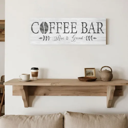 Miniatura 5 de Letrero de café Rise & Grind, arte de impresiones en lienzo inspiracional para decoración de cocina, casa de campo, estante, mostrador, bar