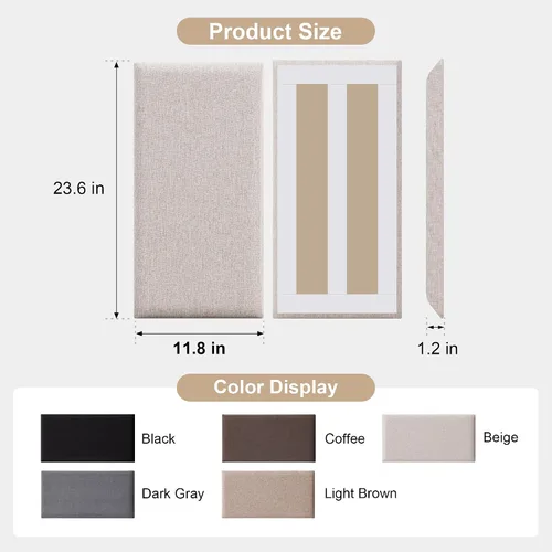 Miniatura 2 de Fromann Cabecera tapizada para montar en la pared para camas de tamaño Queen/TXL/King, cabecero autoadhesivo de 23.6 x 11.8 pulgadas, paneles