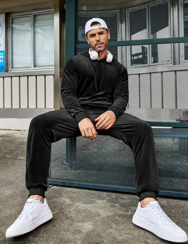 Miniatura 2 de COOFANDY Conjunto deportivo de 2 piezas para hombre, sudadera de manga larga con capucha, traje deportivo para deportes, casual, fitness, trotar