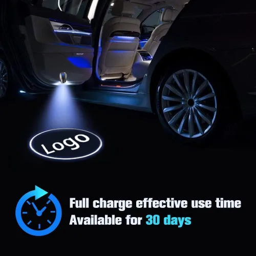 Miniatura 4 de LOWEEY Luces para puerta de automóvil, 2 luces LED para puerta de automóvil, luces LED de proyector de logotipo, luces inalámbricas recargables