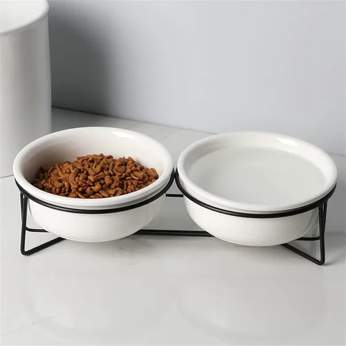 Miniatura 8 de GDCZ Soporte elevado para cuenco para gatos, soporte de metal de 11.6 pulgadas con 2 cuencos de cerámica extraíbles de 15 onzas para comida y agua