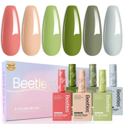 Miniatura 27 de Beetles - Juego de esmaltes de uñas en gel neón, 6 colores, rosado intenso, naranja, amarillo, verde, azul y morado, semipermanentes, uso
