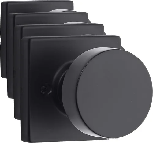 Miniatura 13 de Kwikset Pismo Manija de privacidad para puerta, para interiores, con cerradura, sin llave, con protección Microban, para baño y dormitorio, negro