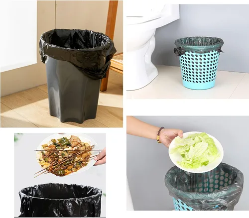 Miniatura 6 de Bolsas de basura negras de 4 galones para baño, 5 rollos/100 unidades, asas pequeñas, bolsas de basura para oficina, papelera de baño, bolsas