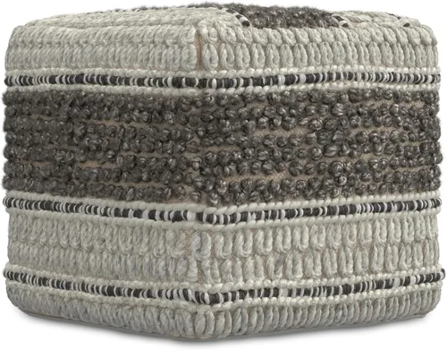 Miniatura 6 de SIMPLIHOME Grady Puf cuadrado – 18 pulgadas de ancho x 14 pulgadas de alto lana y algodón tejido a mano otomano en tono tierra, reposapiés Tono