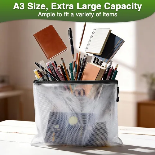 Miniatura 2 de Umriox 5 bolsas con cremallera A3, bolsa de malla extra gruesa con cremallera, bolsas de almacenamiento grandes, bolsas con cremallera