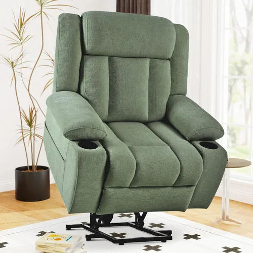 Miniatura 13 de cinkehome Sillón reclinable grande para ancianos, silla reclinable con reposapiés extendido, control remoto, portavasos, bolsillo lateral, forro