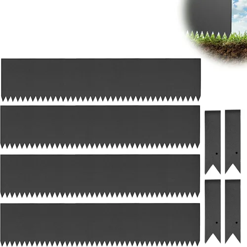 Paquete de 4 bordes de acero galvanizado, borde de césped de metal resistente, 8 pulgadas resistente al óxido, borde de jardín fácil de doblar,
