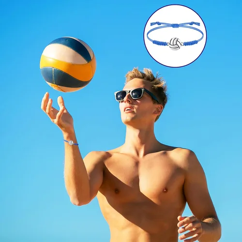 Miniatura 13 de 20 pulseras de voleibol ajustables, cuerda trenzada con dije de voleibol para niñas, mujeres, hombres, adolescentes, la mayoría de jugadores