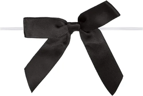 Lazos negros de satén de 2.75 pulgadas, paquete de 50 lazos pequeños prefabricados para San Valentín, Navidad, baby show