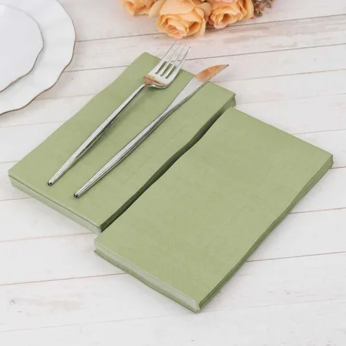 Miniatura 37 de Efavormart 50 Pack Servilletas de papel para fiestas de 2 capas suaves verde oliva con borde dorado de oro, servilletas para cenas, cócteles