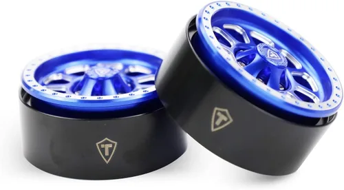 Miniatura 2 de Treal 1.9 Ruedas Beadlock de aluminio CNC para crawler RC de alta resistencia, juego de 4 piezas - para 1:10 TRX-4 Axial SCX10 II SCX10 III (Azul)