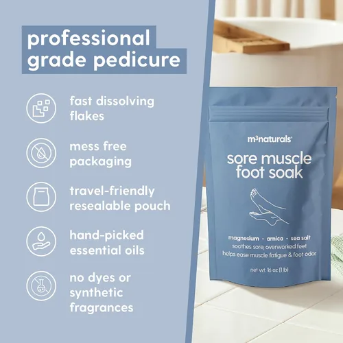 Miniatura 8 de M3 - Remojo muscular para pies doloridos, 16 onzas, relajante y exfoliante, baño de sal marina de magnesio para pies cansados, irritados