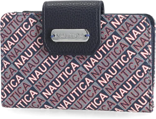 Miniatura 9 de Nautica para Mujeres, Cartera de Cuero Vegano RFID Close Reach, Pequeño Monedero Tarjetero con Bolsillo con Cremallera para Monedas y Ventana de ID