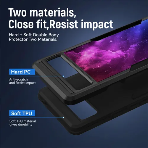 Miniatura 2 de CasesOnDeck Hybrid Case Compatible with Google Pixel 6A / Pixel 6A (2022) Case [Dual Tactical] Slim Shock Protecting Heavy Duty Cover (Purple Galaxy)