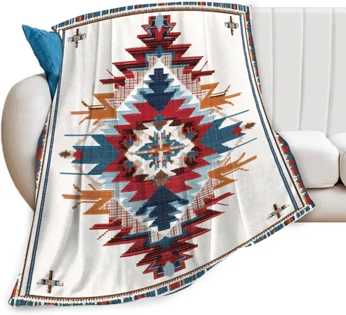 Dynova Manta Azteca Occidental Acogedora de Felpa del Suroeste Nativo Mantas de Lanzar Difusas de Franela de Vellón Regalos de Tribu Navajo para