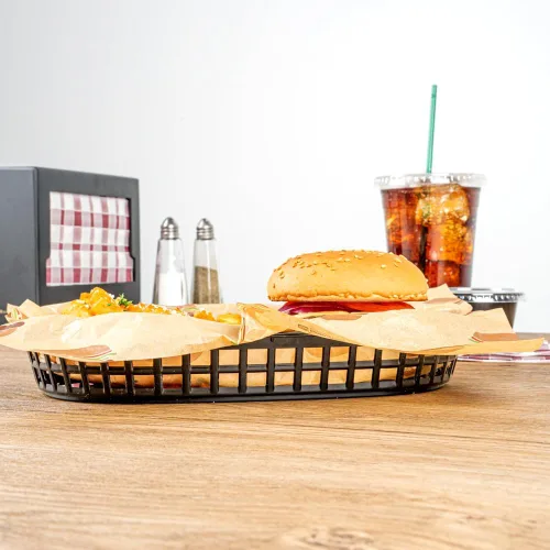 Miniatura 11 de Restaurantware Cestas de comida rápida de 10.5 x 7.3 x 1.5 pulgadas, 10 cestas ovaladas para delicatessen, aptas para microondas, lavavajillas