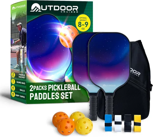 Miniatura 8 de Outdoor Cruiser Pickleball Paddle Set – Aprobado por USAPA, palas de fibra de vidrio de primera calidad con agarre ligero que absorbe los golpes