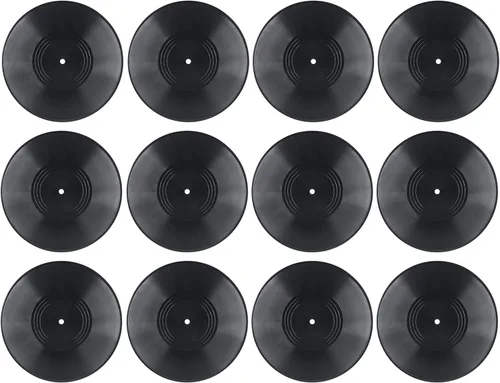 BFZMSLY Paquete de 12 discos de vinilo en blanco de 7 pulgadas, discos retro falsos para fiestas de rock & roll, exhibición de pared de estudio en