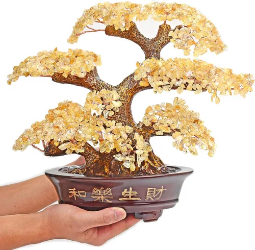 Miniatura 11 de KALIFANO Premium árbol de piedras preciosas – Bonsai Feng Shui Money Tree con propiedades curativas Amatista