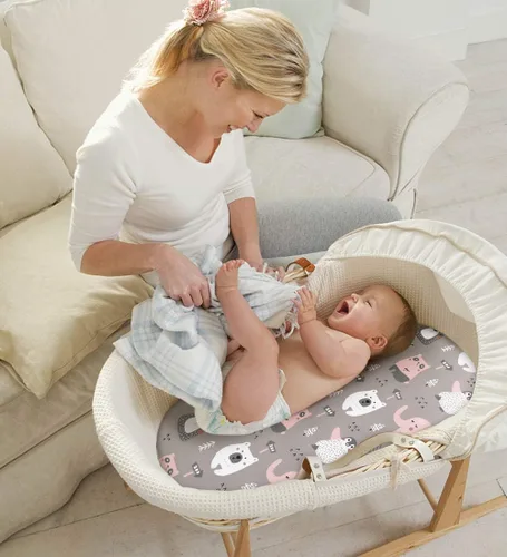 Miniatura 3 de BROLEX - Juego de sábanas elásticas ajustables para moisés, paquete de 2 sábanas para moisés/colchón, unisex, para niños y niñas, ultra suave
