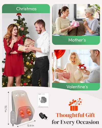 Miniatura 8 de Heycool Regalo del día del padre, masajeador Shiatsu de espalda y cuello con calor, regalos HSA elegibles para la FSA para mamá papá, masajeador