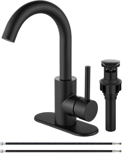 Miniatura 10 de Midanya Grifo de baño de un solo agujero, grifo de fregadero de barra de 1 agujero, adecuado para tocador de cocina, RV, boquilla giratoria de acero