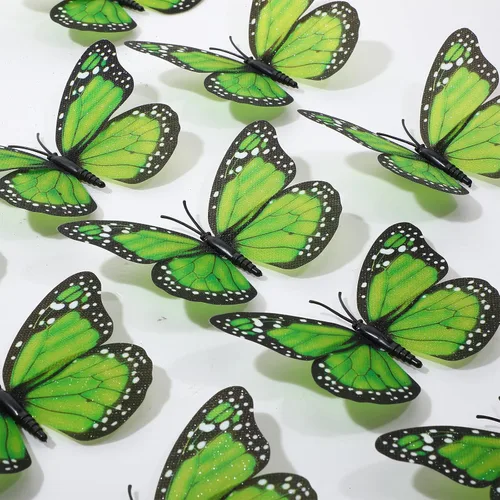 Miniatura 2 de Syhood 24 piezas de decoraciones de mariposa monarca verde esmeralda de 4.7 pulgadas, artificiales 3D falsas grandes mariposas verdes salvia
