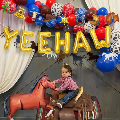 Miniatura 2 de Yee Haw Globos de Yee Haw Western Party Western Cowboy Yee Haw Banner Decoración de fiesta de vaquera decoración de cumpleaños de vaquera decoración