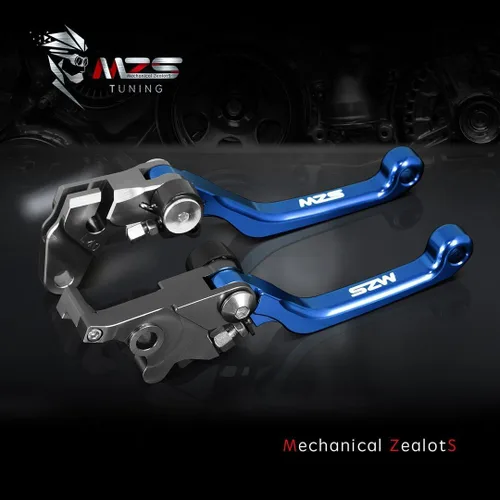 Miniatura 5 de MZS Palancas de freno y embrague azules para motocross, pivote ajustable, CNC, compatibles con YZ125 YZ250 YZ426F YZ450F 2001-2007 / YZ250F 2001-2006